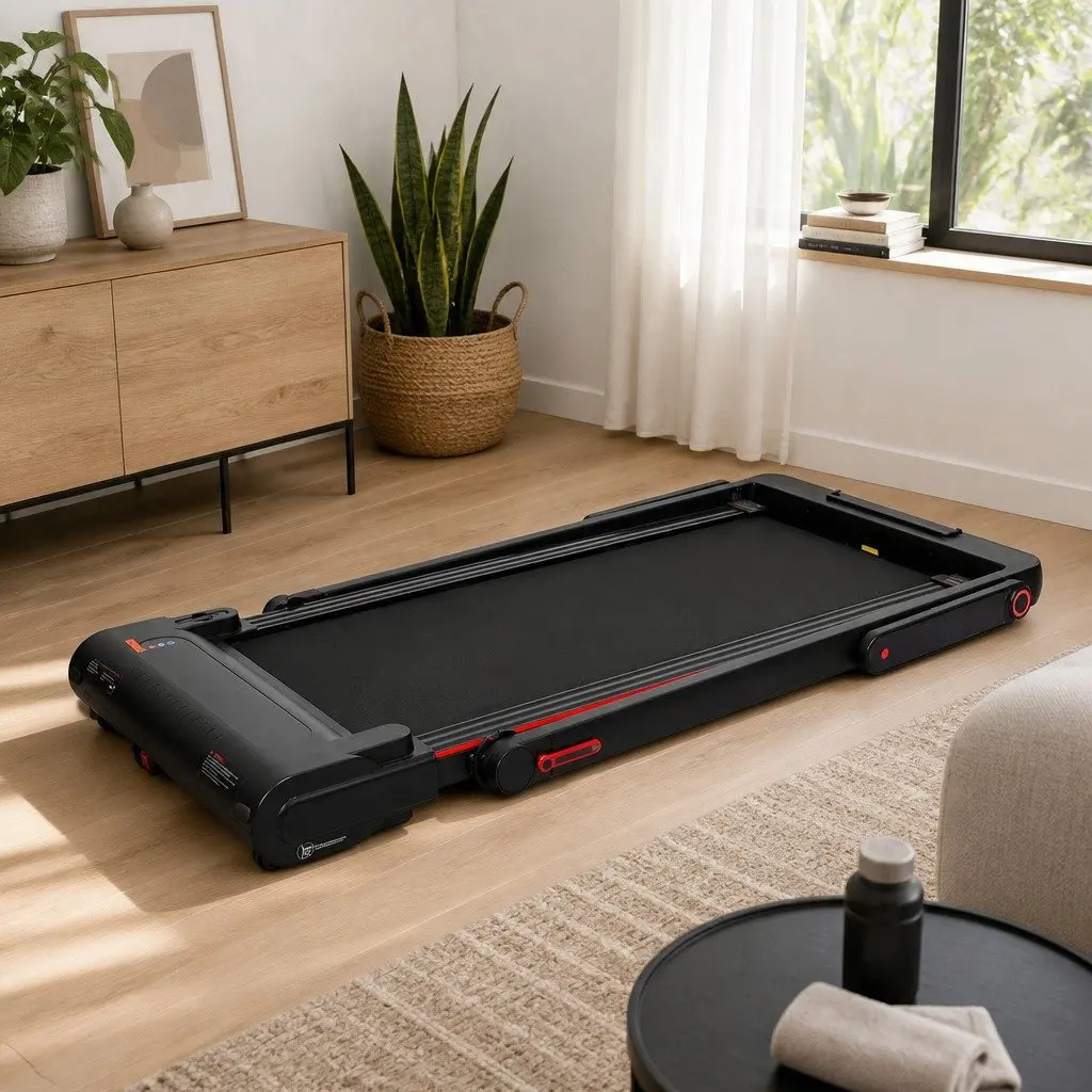 Walking Pad Treadmill 2 In 1 Home Gym Machine Manual Incline 102cm x 42cm Black Red