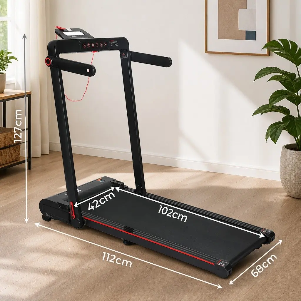 Walking Pad Treadmill 2 In 1 Home Gym Machine Manual Incline 102cm x 42cm Black Red