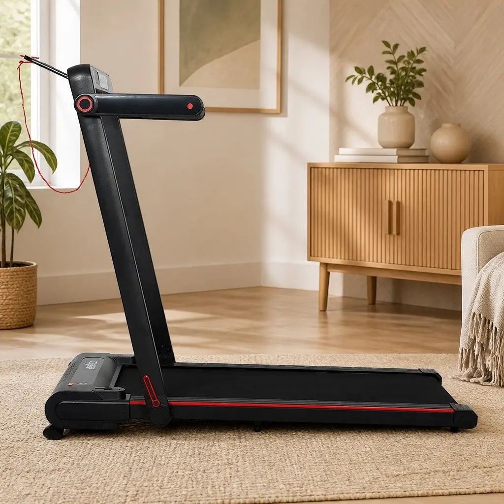 Walking Pad Treadmill 2 In 1 Home Gym Machine Manual Incline 102cm x 42cm Black Red