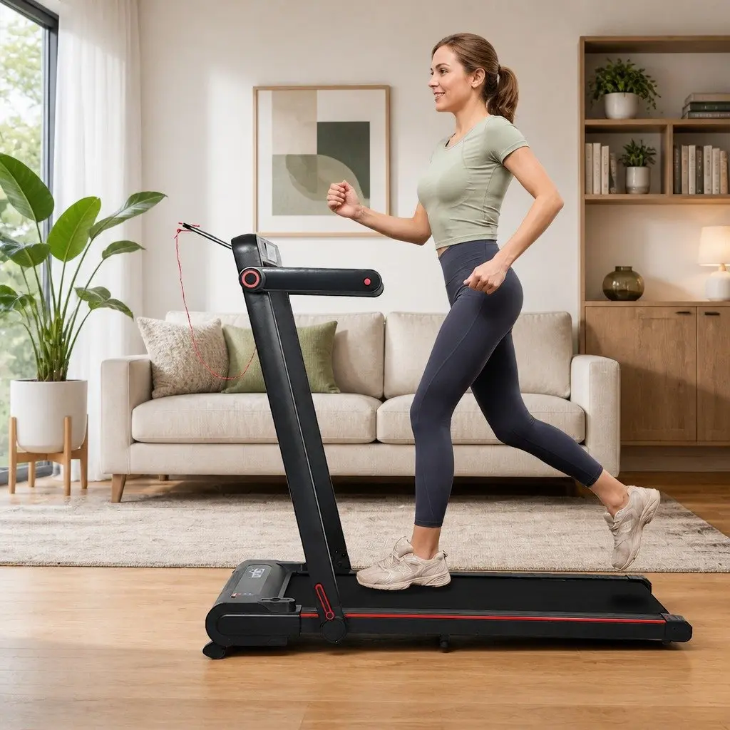 Walking Pad Treadmill 2 In 1 Home Gym Machine Manual Incline 102cm x 42cm Black Red