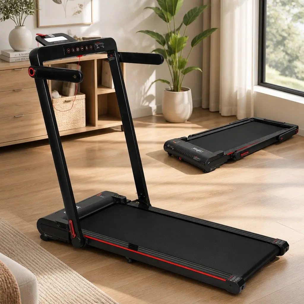 Walking Pad Treadmill 2 In 1 Home Gym Machine Manual Incline 102cm x 42cm Black Red