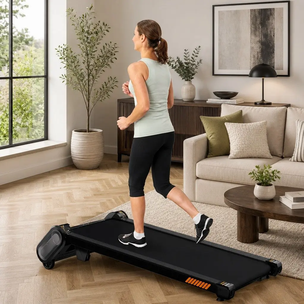 Automatic Incline Treadmill Walking Pad Electric Motor 2.5HP 6 Levels Adjustable Black