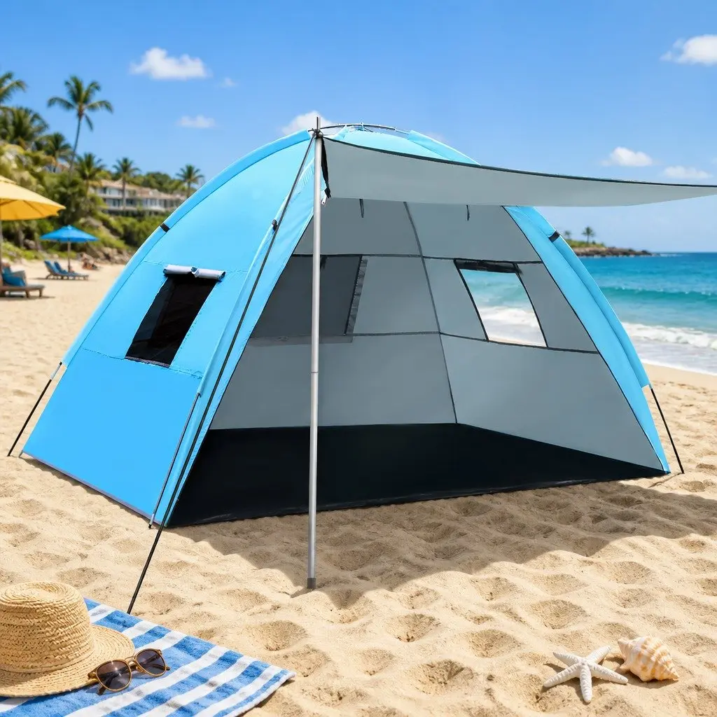 4 Person Camping Tent Portable Hiking Shelter Weather Resistant Blue