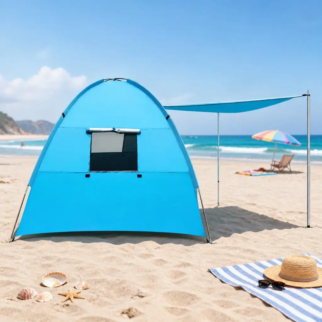 4 Person Camping Tent Portable Hiking Shelter Weather Resistant Blue