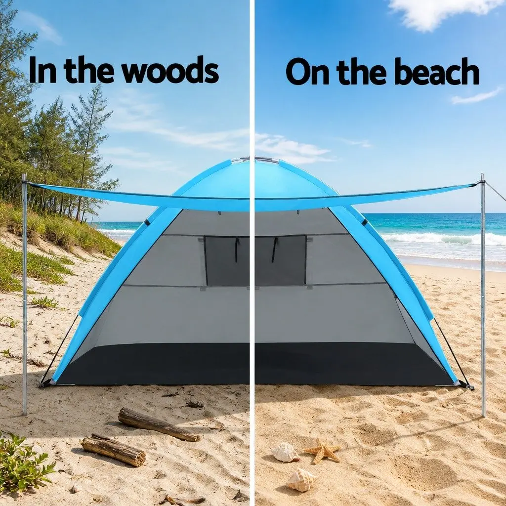 4 Person Camping Tent Portable Hiking Shelter Weather Resistant Blue