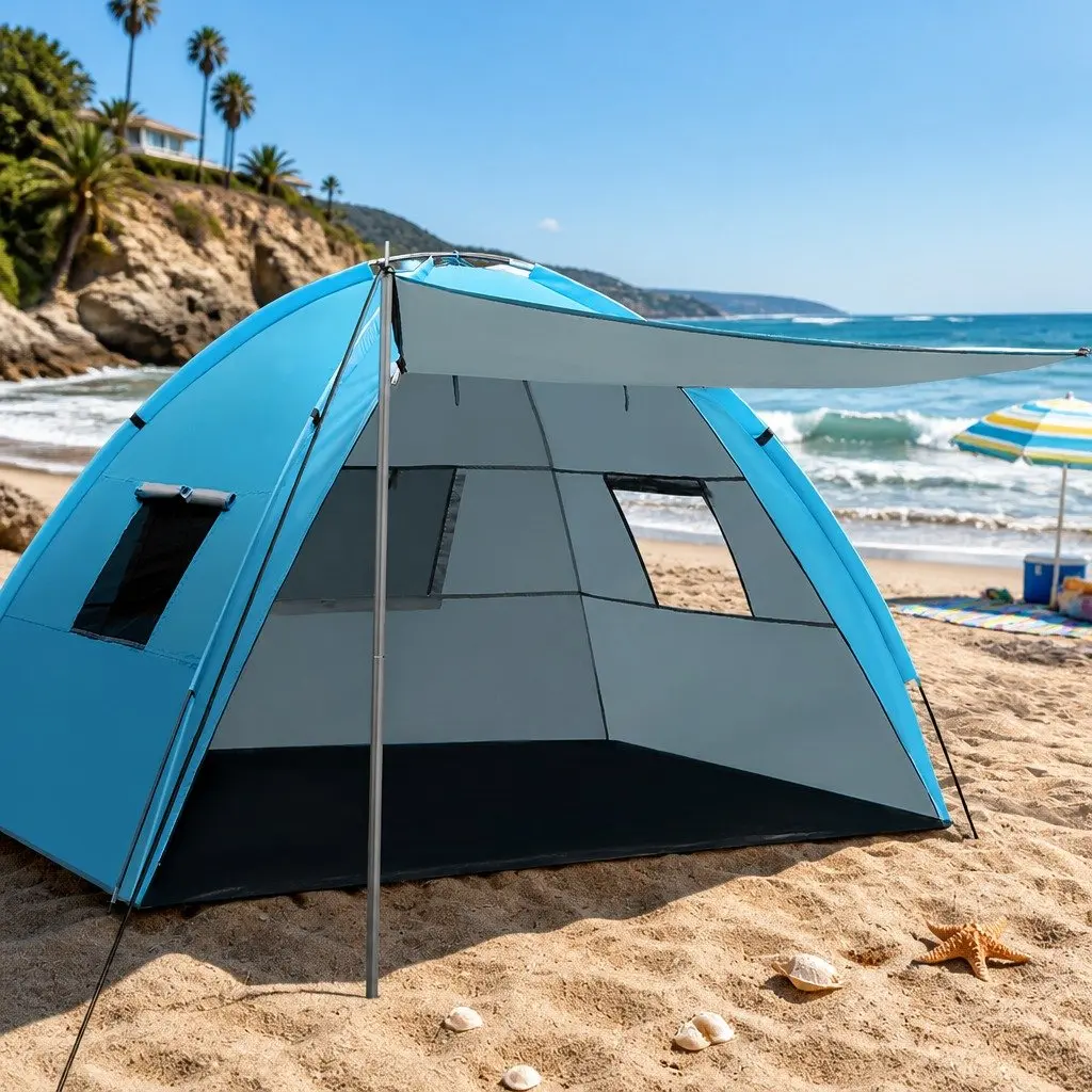 4 Person Camping Tent Portable Hiking Shelter Weather Resistant Blue