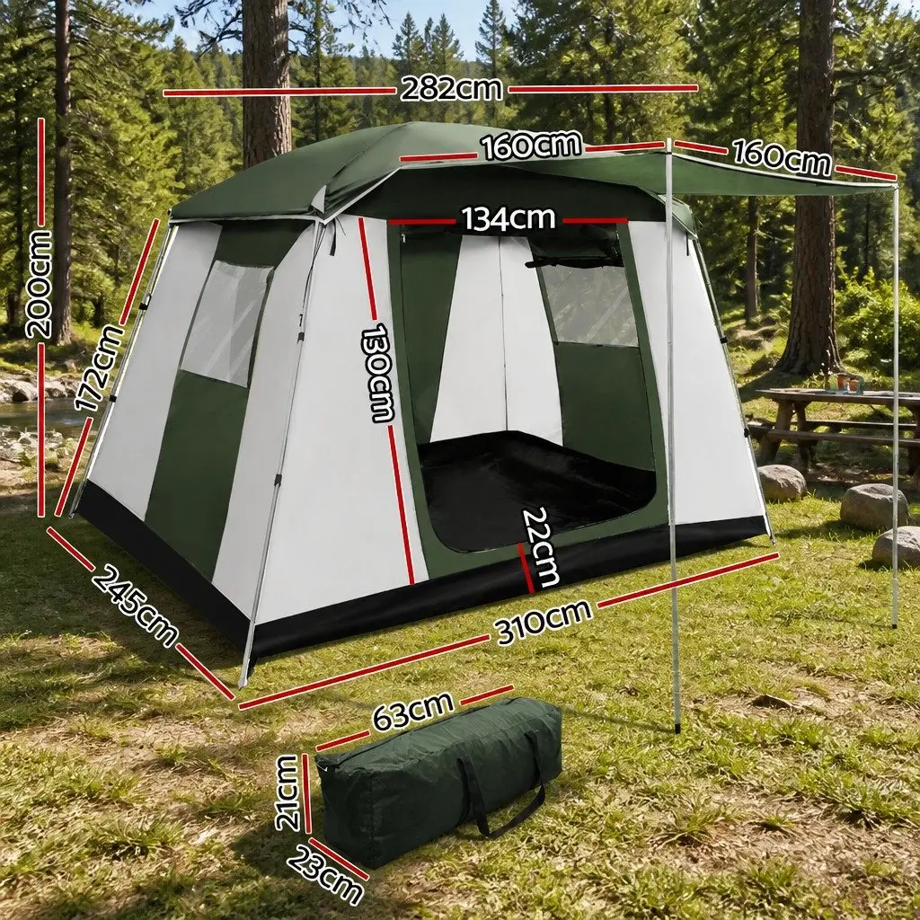 6 Person Camping Tent Dome Outdoor Shelter Green White