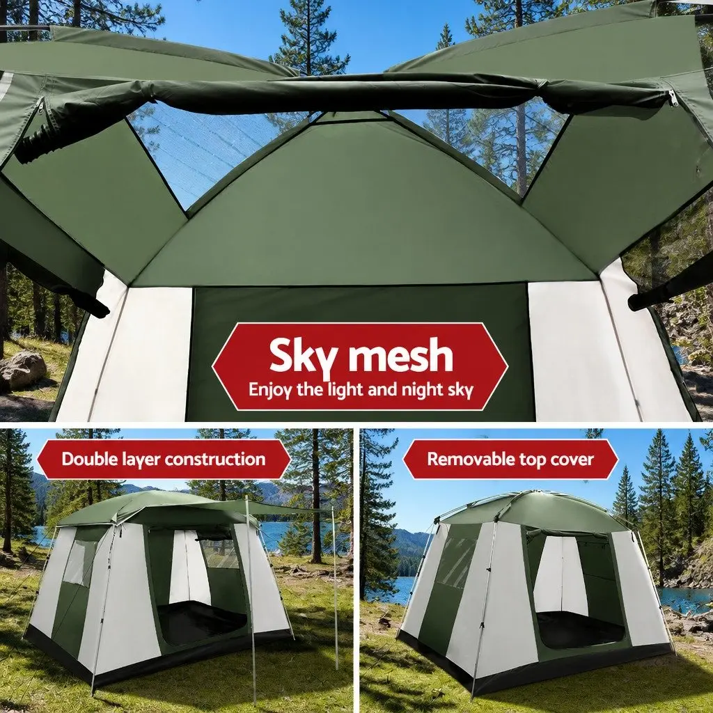 6 Person Camping Tent Dome Outdoor Shelter Green White