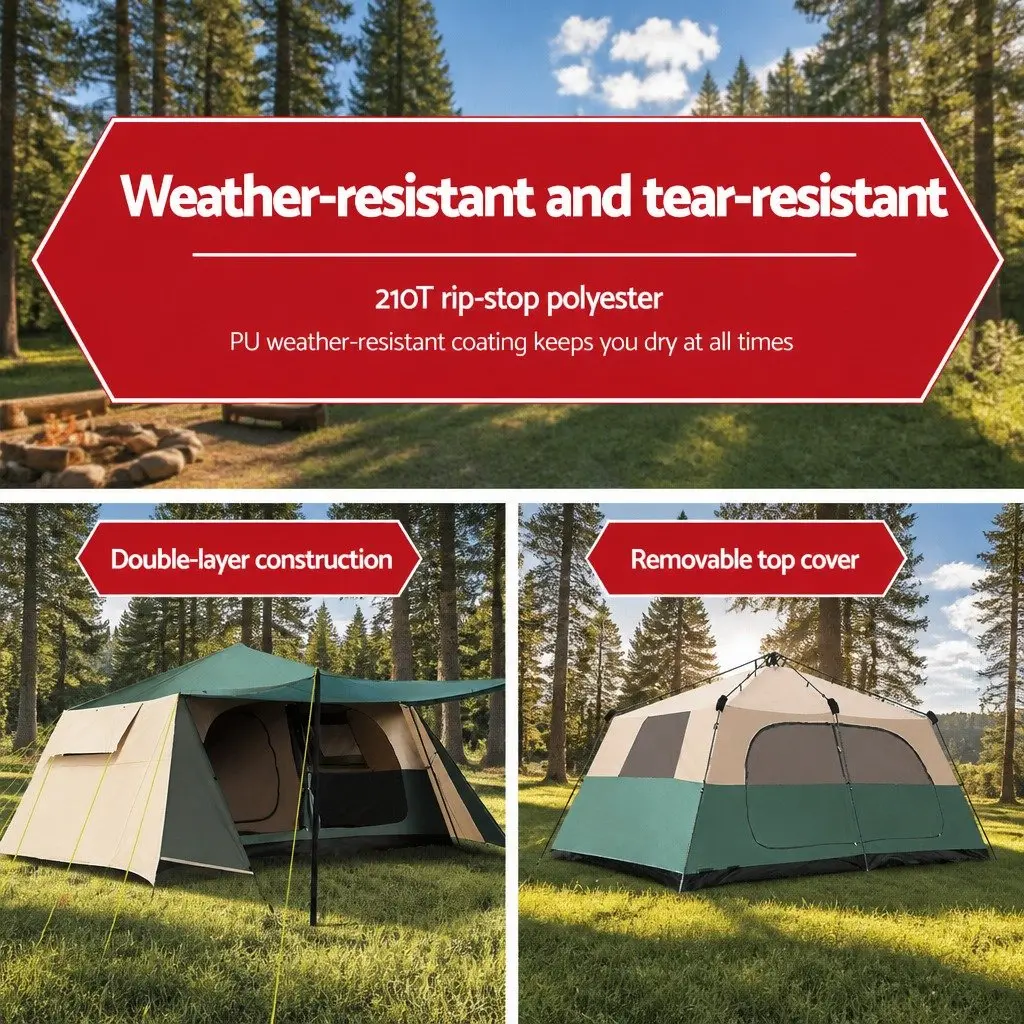 8 Person Dome Camping Tent Instant Setup Family Outdoor Green