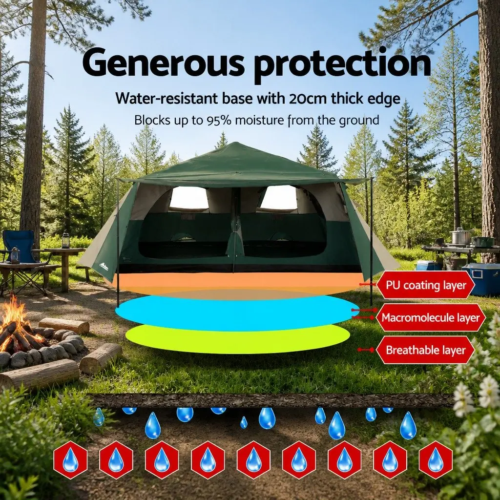 8 Person Dome Camping Tent Instant Setup Family Outdoor Green