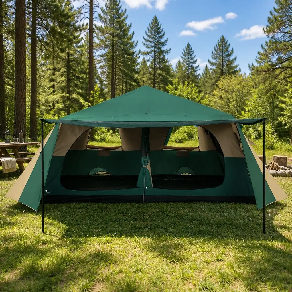 8 Person Dome Camping Tent Instant Setup Family Outdoor Green
