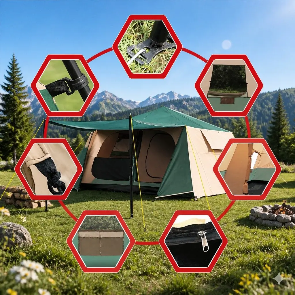 8 Person Dome Camping Tent Instant Setup Family Outdoor Green
