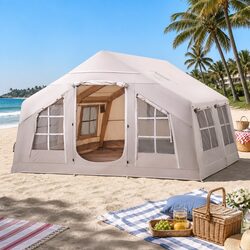 Reliable Inflatable Camping Tent for 6, 360CM Brown