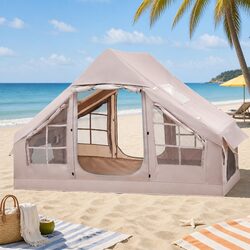 Reliable Brown Inflatable Camping Tent for 6 People