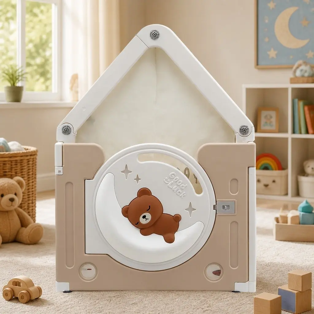 Kids Play Tent Castle Playhouse Indoor Outdoor 85cm x 85cm x 113cm White Beige