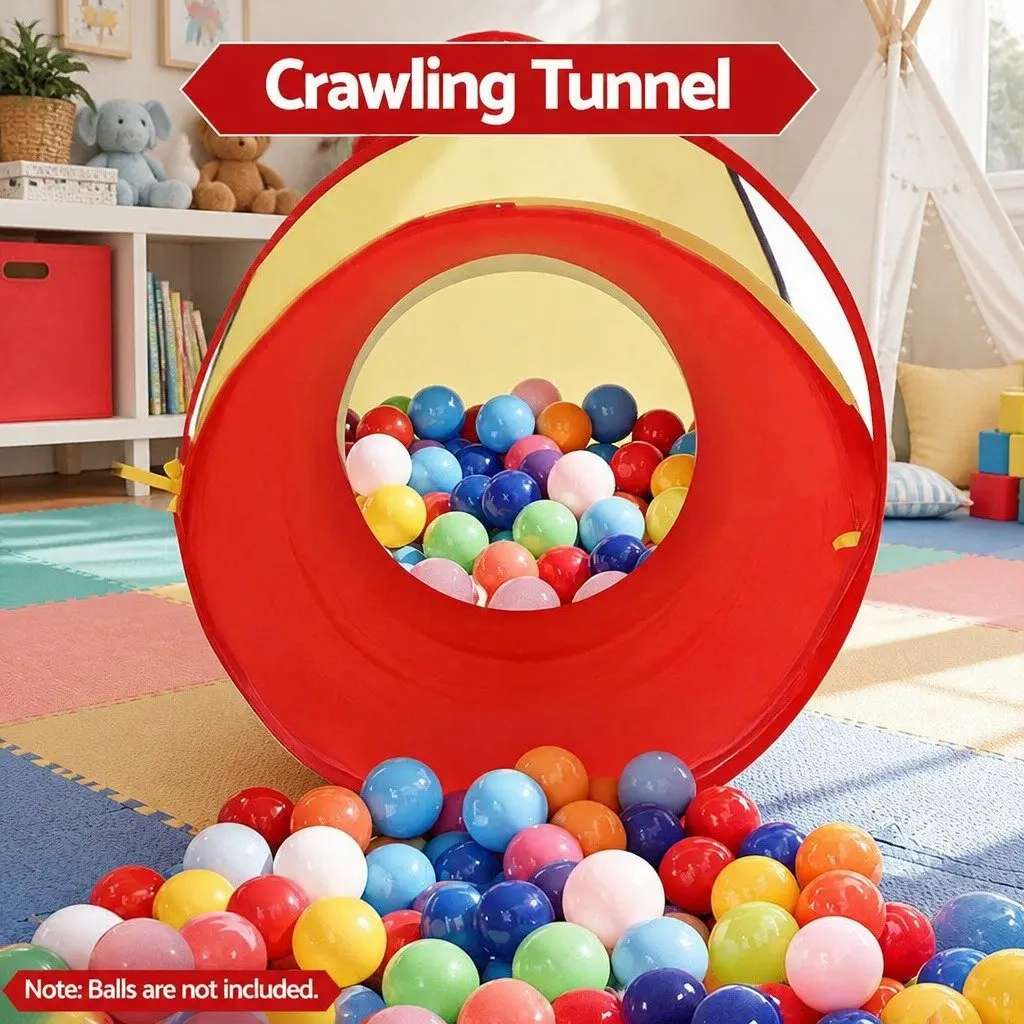 Kids Play Tent 3-in-1 Teepee Cube Playhouse Crawl Tunnel Indoor Outdoor Multicolour