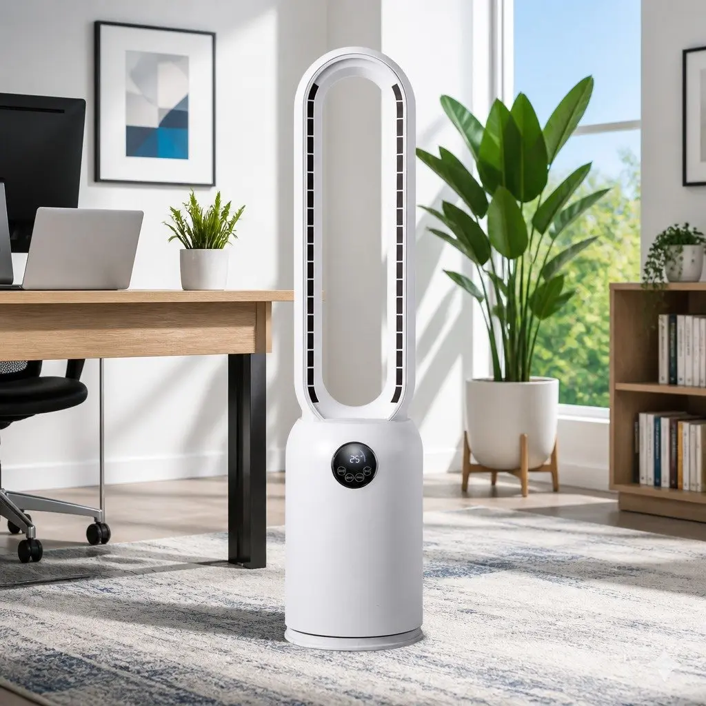 Bladeless Fan Air Purification 88cm White Remote Control 24 Speed