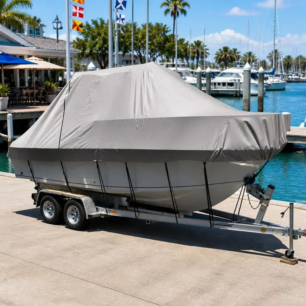 Grey Boat Cover for 17-19ft Crafts with Care