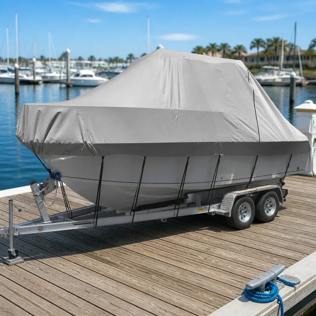 Boat Cover 19-21ft Trailerable Heavy Duty Grey Marine Grade