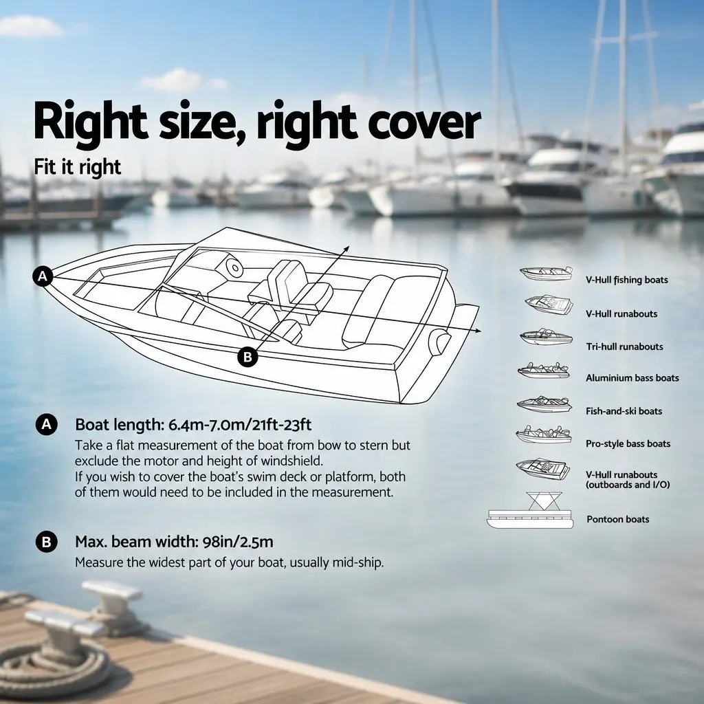 Boat Cover 21-23ft Heavy Duty Waterproof Grey 600D Polyester UV and Mildew Resistant