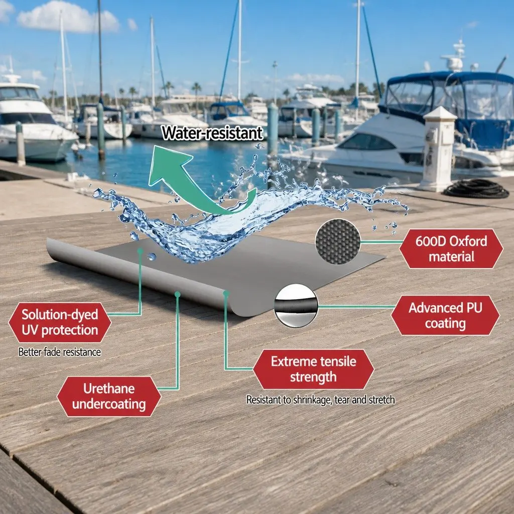 Boat Cover 21-23ft Heavy Duty Waterproof Grey 600D Polyester UV and Mildew Resistant