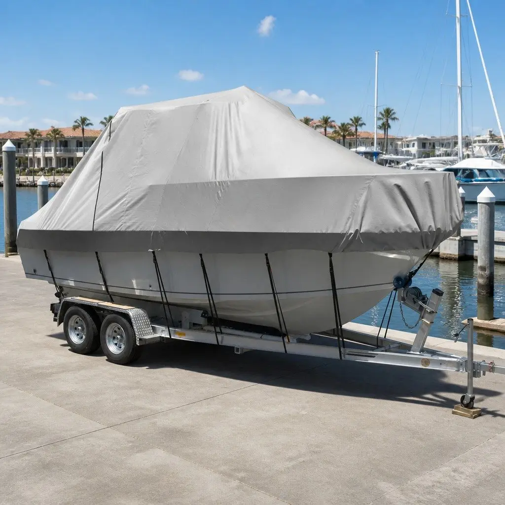 600D Grey Boat Cover for 23-25ft Boats