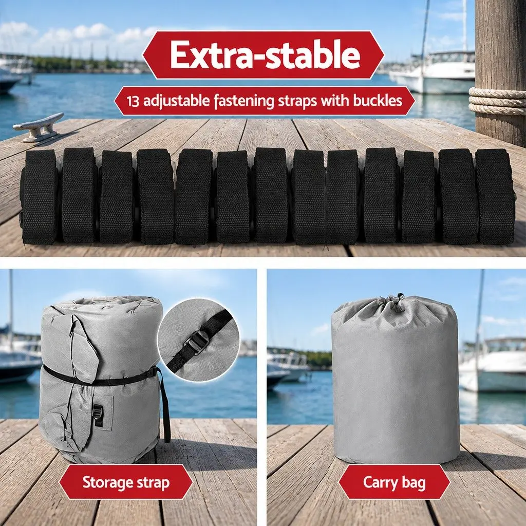 Boat Cover 23-25ft Waterproof Heavy Duty Grey 600D Polyester UV Resistant