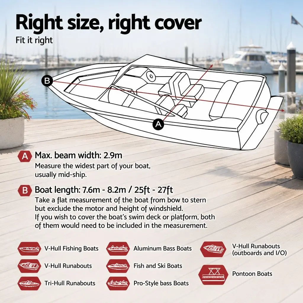 Boat Cover 25-27ft Trailerable Heavy Duty 600D Black