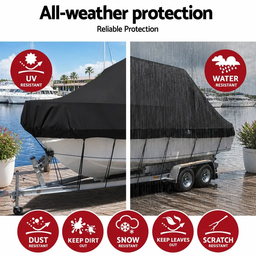Boat Cover 25-27ft Trailerable Heavy Duty 600D Black