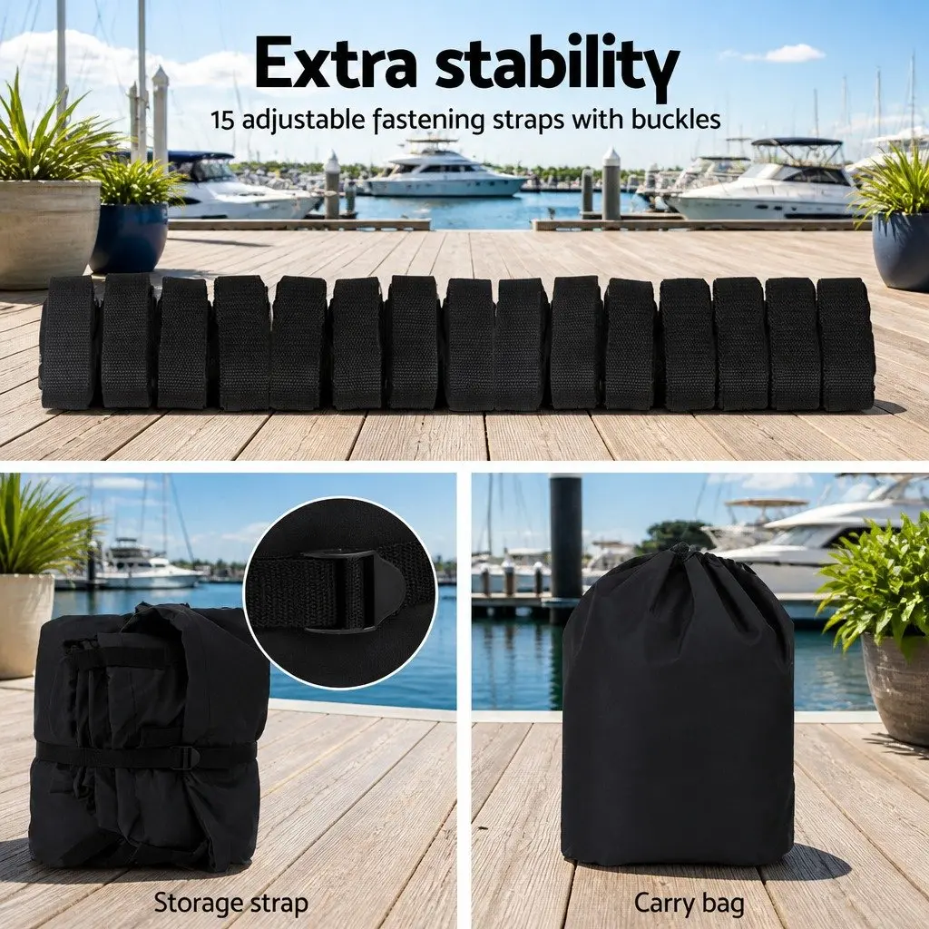 Boat Cover 25-27ft Trailerable Heavy Duty 600D Black