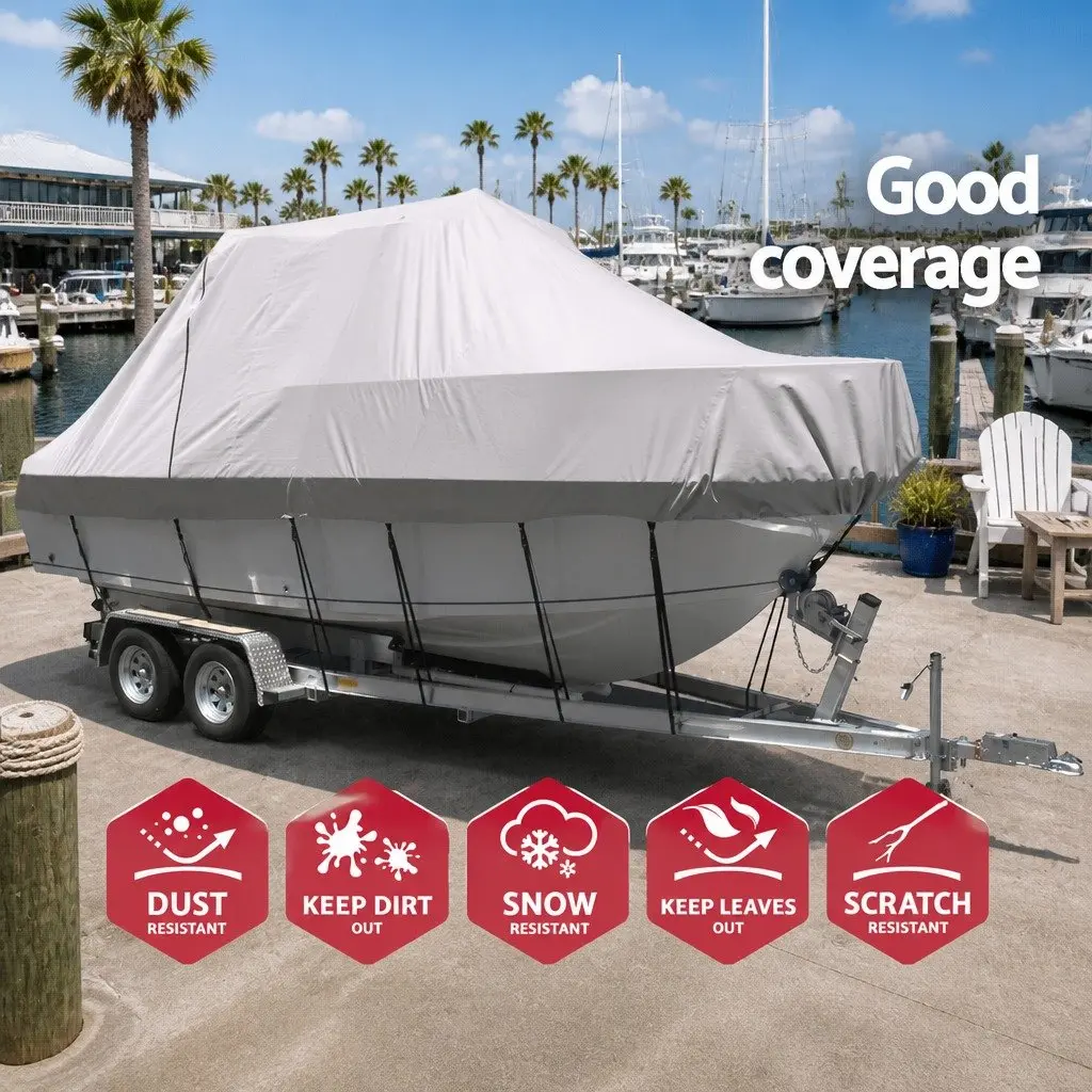 Boat Cover 25-27ft Trailerable Heavy Duty 600D Polyester Grey