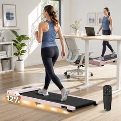 3-in-1 Walking Pad Treadmill 12% Incline Under Desk Home Gym Cardio Machine Pink