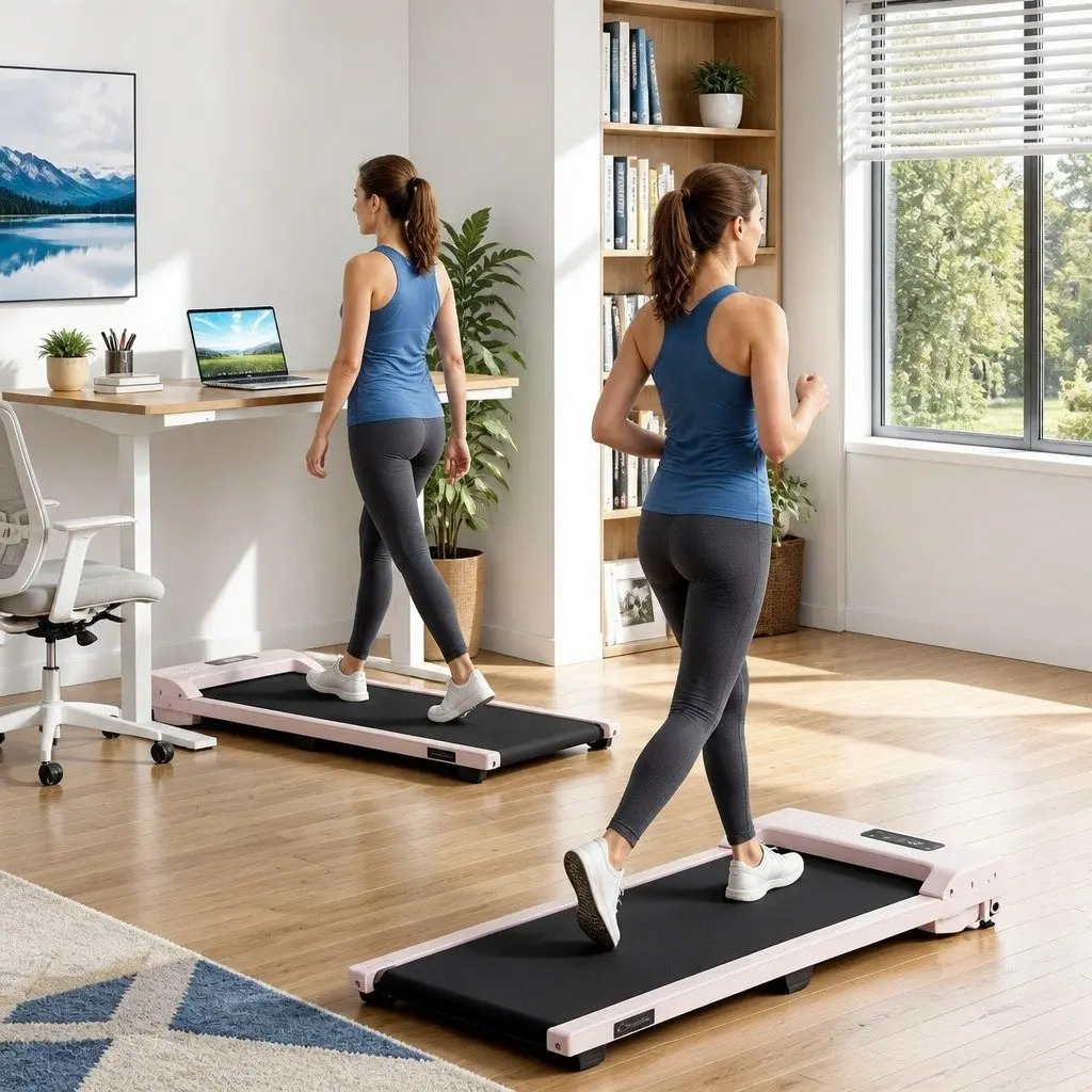 3-in-1 Walking Pad Treadmill 12% Incline Under Desk Home Gym Cardio Machine Pink