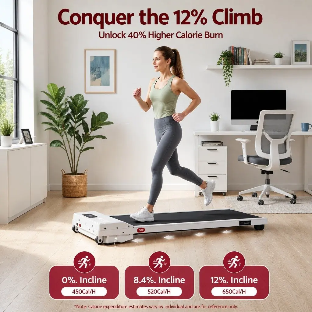 3-in-1 Walking Pad Treadmill 12% Incline Under Desk Home Gym Cardio Machine Pink