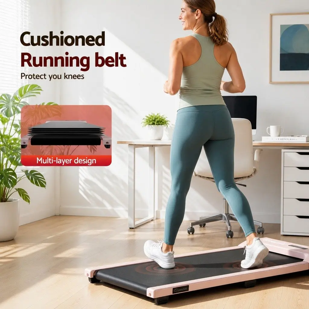 3-in-1 Walking Pad Treadmill 12% Incline Under Desk Home Gym Cardio Machine Pink