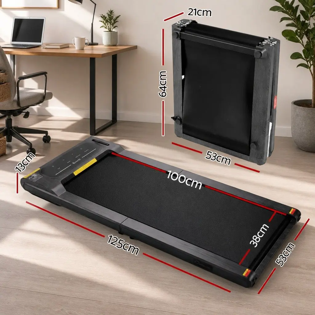 Walking Pad Treadmill 2-in-1 Home Gym Machine 100 x 38 cm Shock-Absorbing Belt Black
