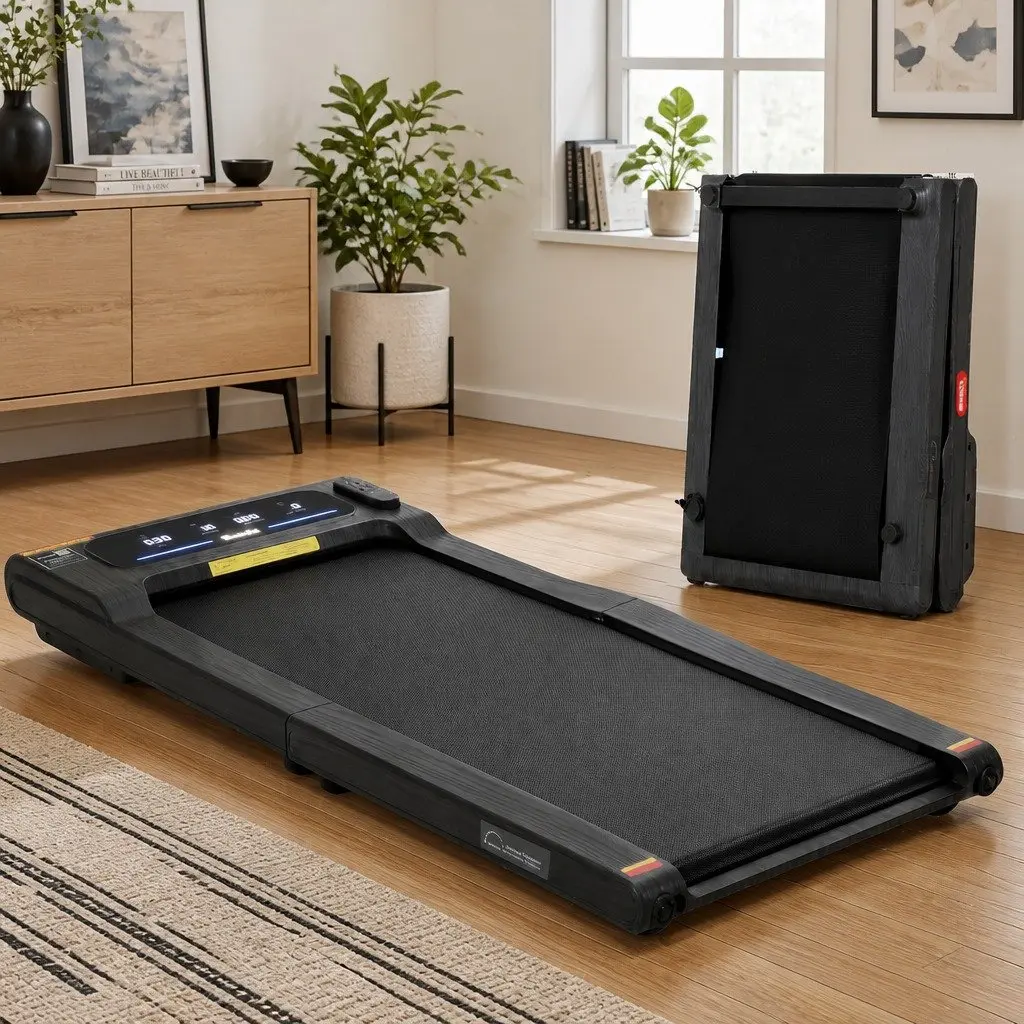 Walking Pad Treadmill 2-in-1 Home Gym Machine 100 x 38 cm Shock-Absorbing Belt Black
