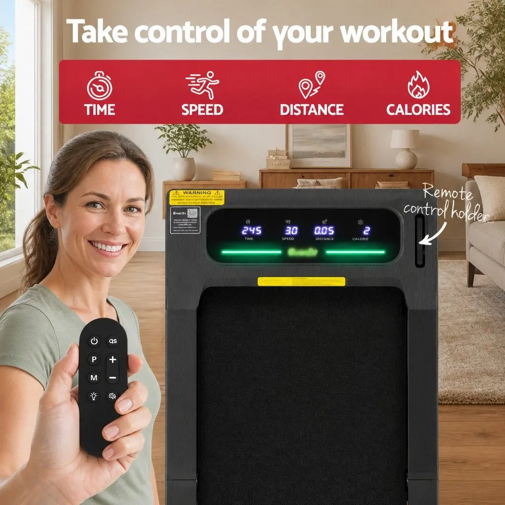 Walking Pad Treadmill 2-in-1 Home Gym Machine 100 x 38 cm Shock-Absorbing Belt Black