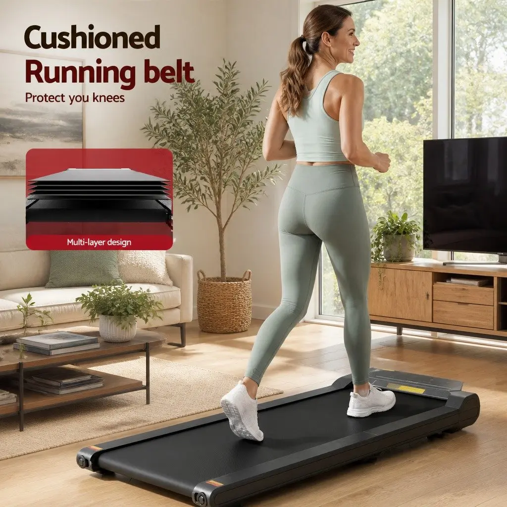Walking Pad Treadmill 2-in-1 Home Gym Machine 100 x 38 cm Shock-Absorbing Belt Black