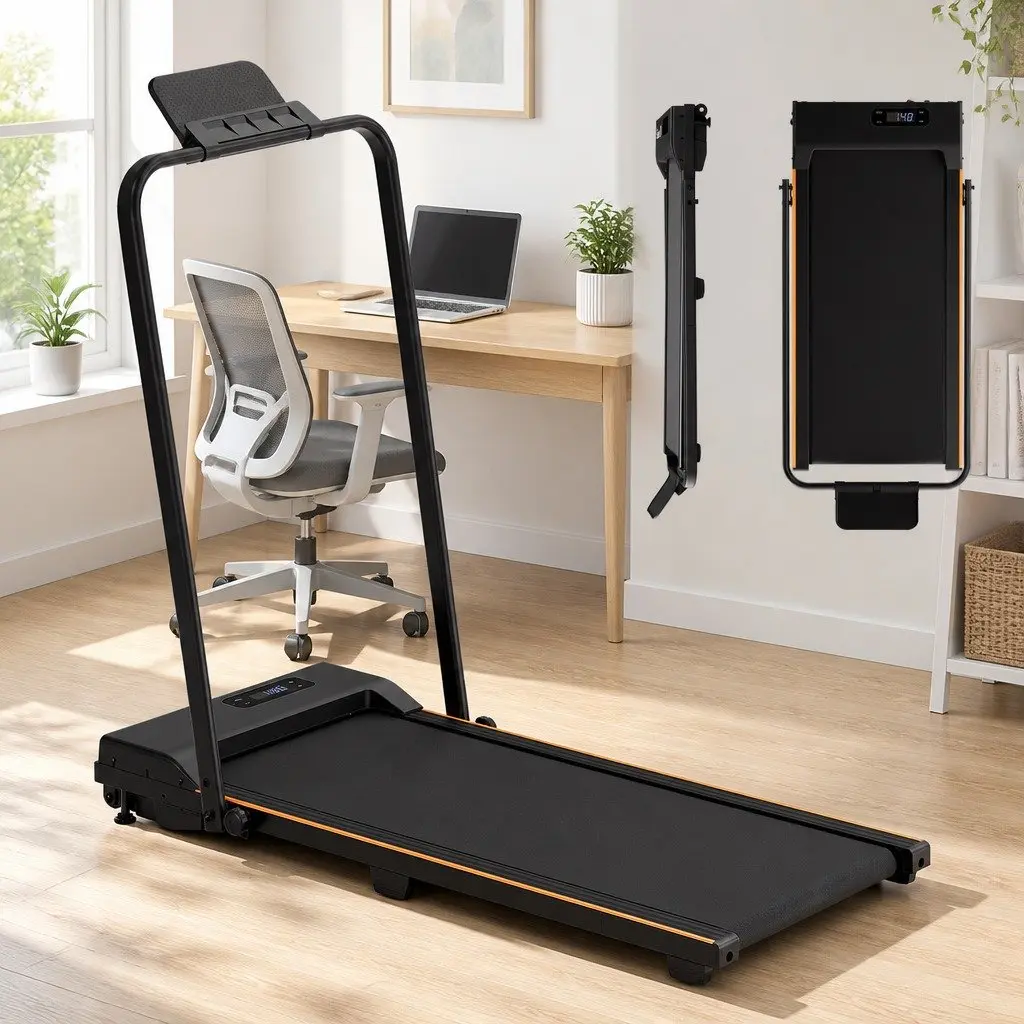 3-in-1 Walking Pad Treadmill Home Gym Machine 90 x 38 cm Black Orange