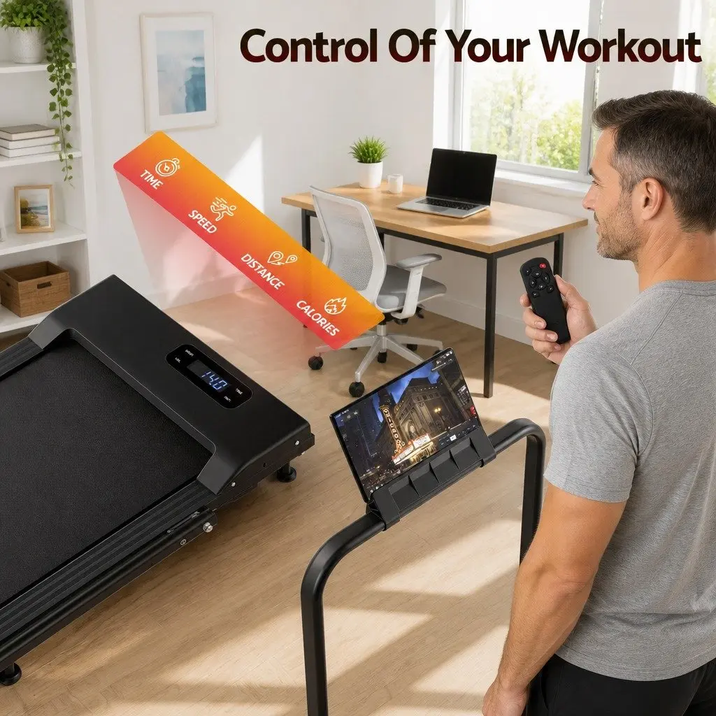 3-in-1 Walking Pad Treadmill Home Gym Machine 90 x 38 cm Black Orange