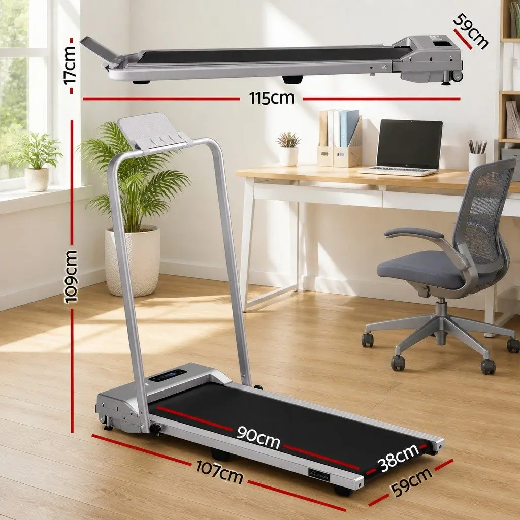 Walking Pad Treadmill Home Gym 38cm Belt 12% Incline Silver