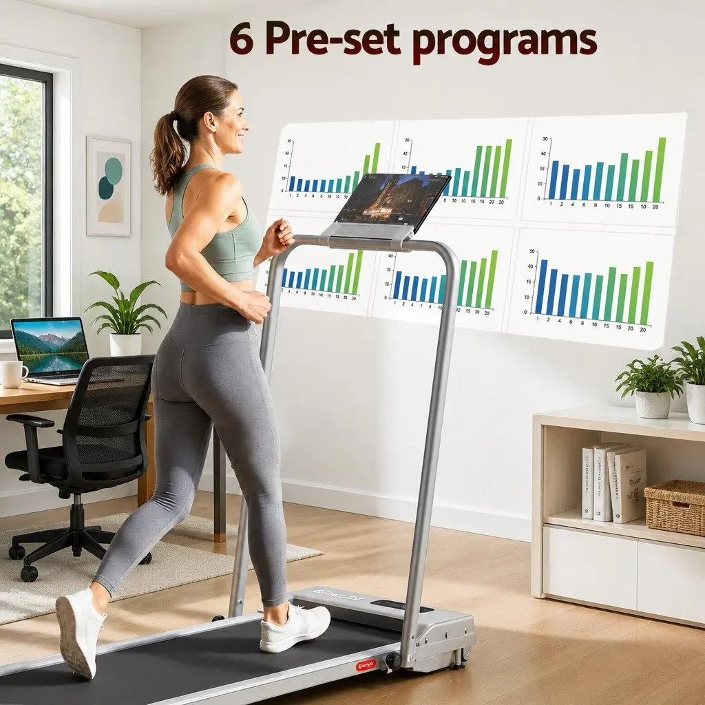 Walking Pad Treadmill Home Gym 38cm Belt 12% Incline Silver