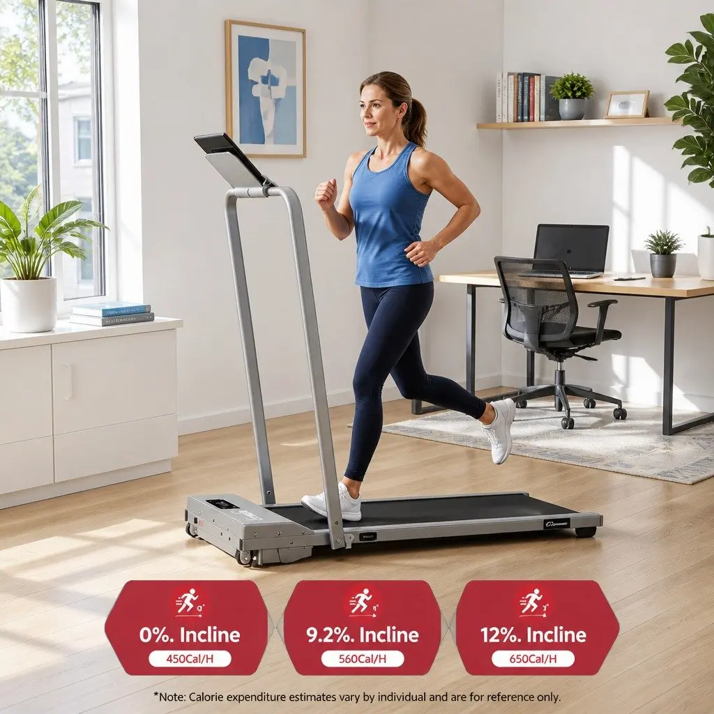 Walking Pad Treadmill Home Gym 38cm Belt 12% Incline Silver