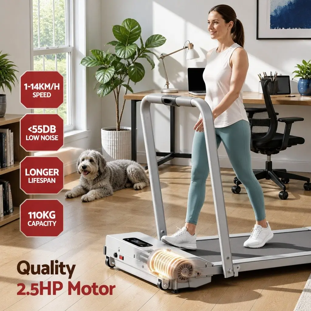 Walking Pad Treadmill Home Gym 38cm Belt 12% Incline Silver