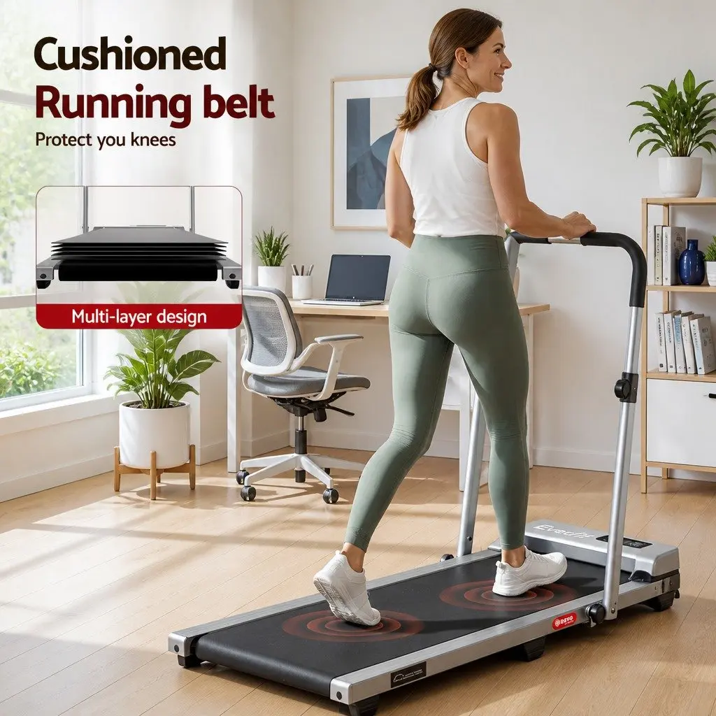 Walking Pad Treadmill Home Gym 38cm Belt 12% Incline Silver