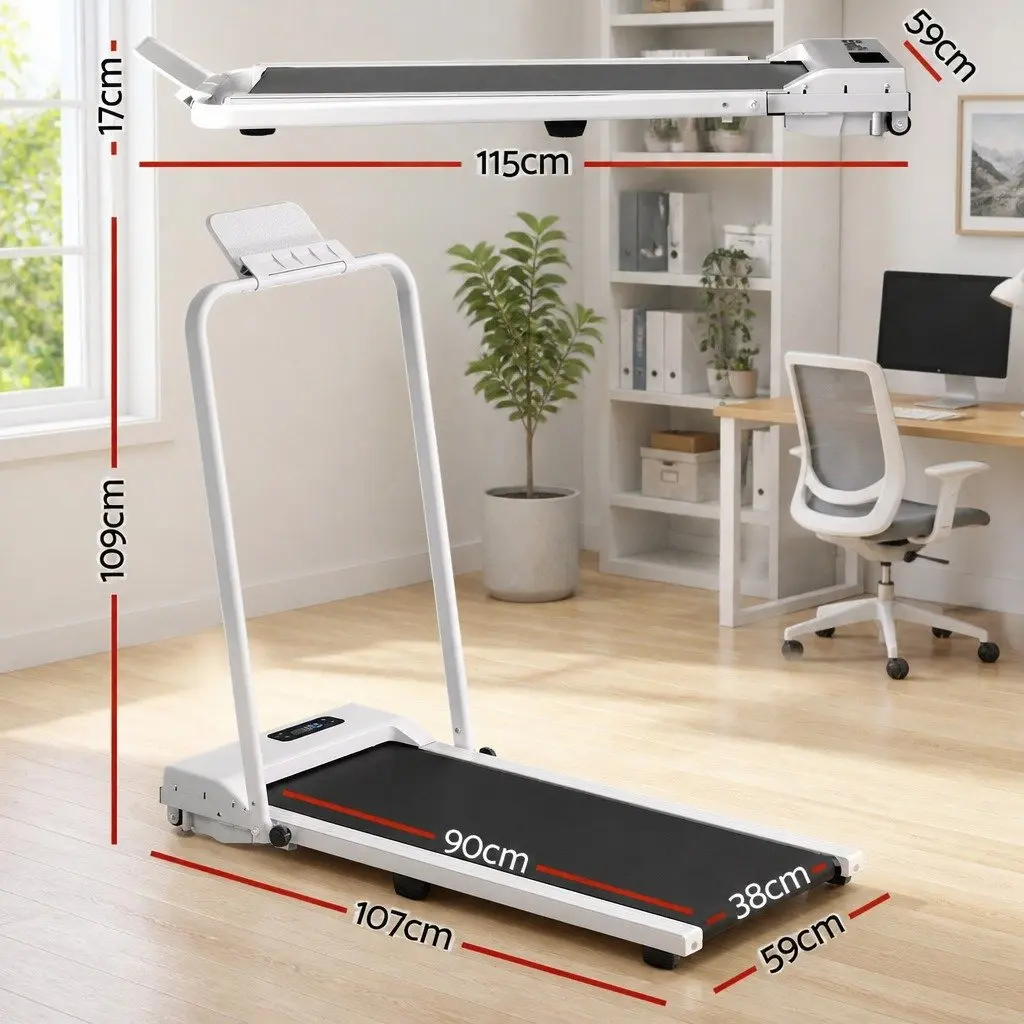 Walking Pad Treadmill 12% Incline Foldable Under Desk Home Gym Machine White
