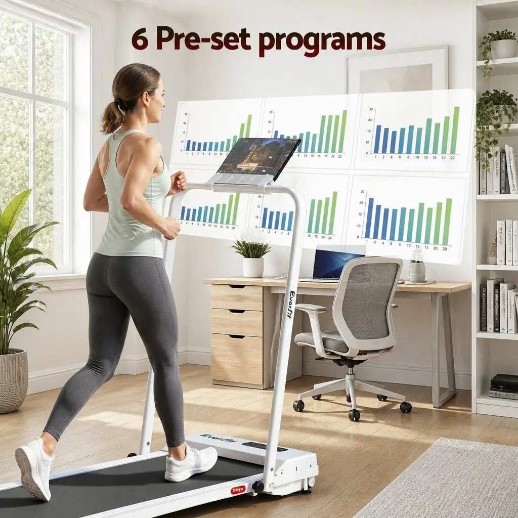 Walking Pad Treadmill 12% Incline Foldable Under Desk Home Gym Machine White