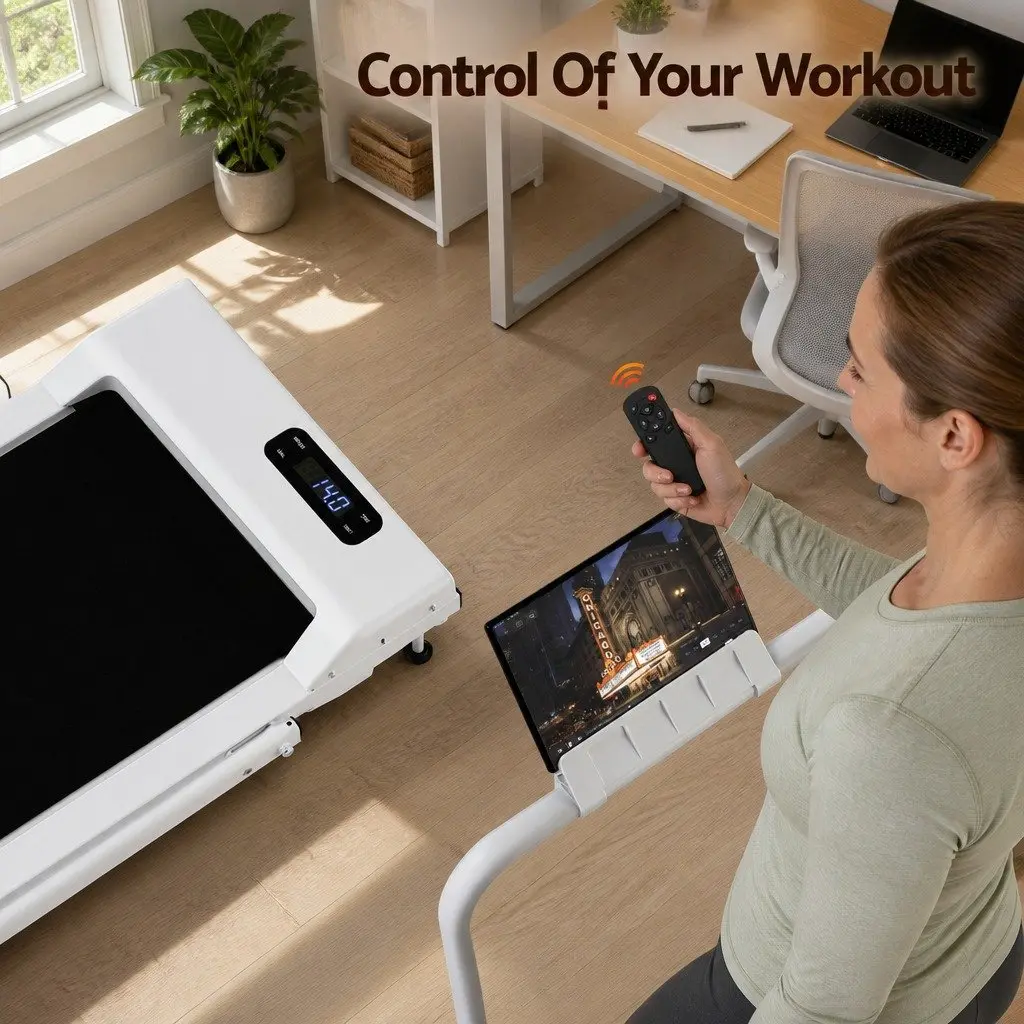 Walking Pad Treadmill 12% Incline Foldable Under Desk Home Gym Machine White