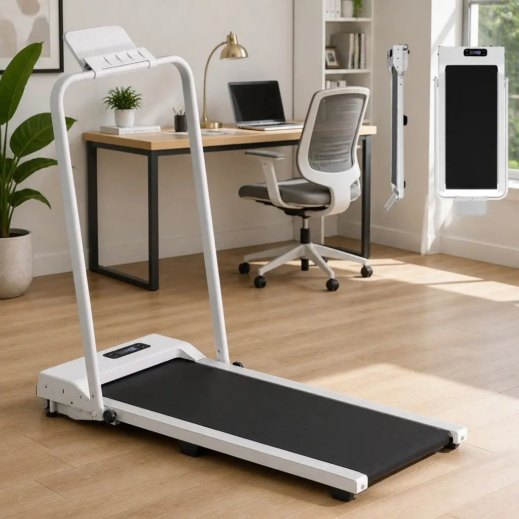 Walking Pad Treadmill 12% Incline Foldable Under Desk Home Gym Machine White